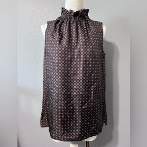 Lafayette 148 New York 100% Silk Sleeveless Top Blouse Black/Red/Gray Sz XS EUC